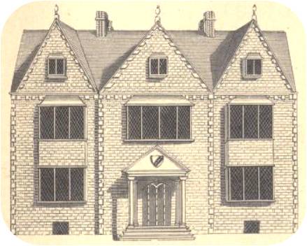 A facsimile of an engraving of New Place published by Malone, from a drawing from Carew's Ancient Survey, found in Clopton (near Stratford) in 1786.