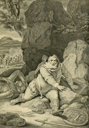 Falstaff rising. From The story of English kings, according to Shakespeare, by J. J. Burns.