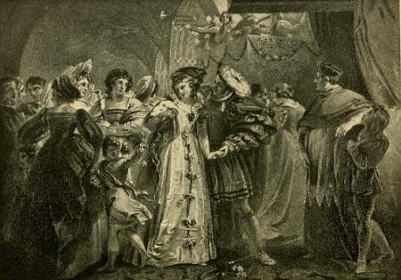 Henry VIII and Anne Bullen. From The story of English kings, according to Shakespeare, 1899.