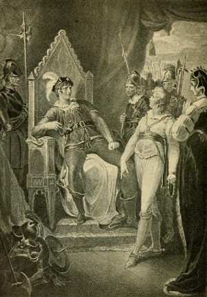 Margaret, Gloucester and soldiers with the Prince, Act five, scene five. From The story of English kings, according to Shakespeare, 1899.