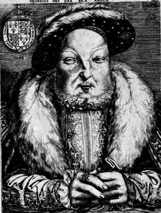 Henry VIII. From a line engraving by Cornelis Matsys.