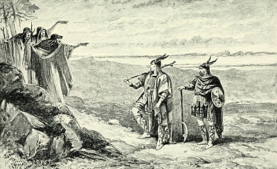 Macbeth, Banquo and the Weird Sisters. In 'From the Bells to King Arthur', 1897.