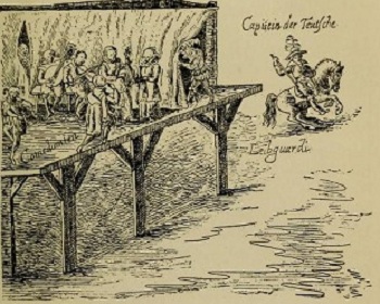 An early type of stage. From Baker's Development of Shakespeare as a Dramatist.