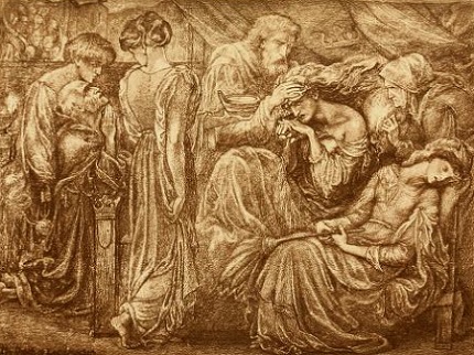 The Death of Lady Macbeth. Painting by Rossetti. From the Gallery of Shakespeare Illustrations.